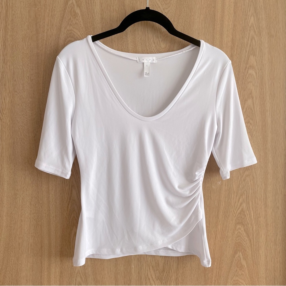 Leith Stretchy White Ruched Top